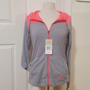 ⚡NWT UA grey & electric pink hoodie